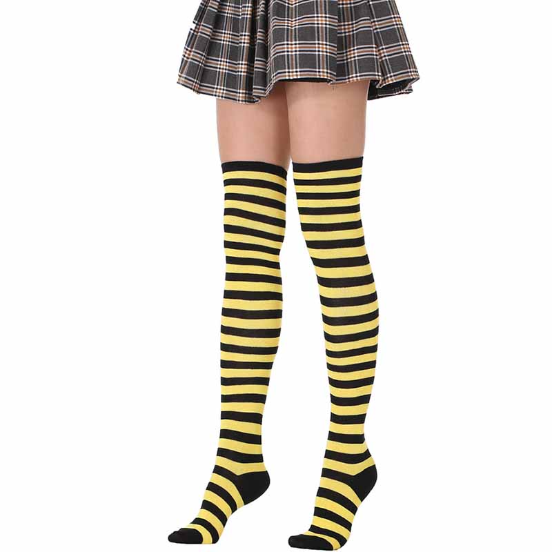 1Pair Cotton High Quanlity Cosplay Over Knee Overknee Women Stockings Thigh High Long Popular Striped Cute Sweet Girls Socks Unique