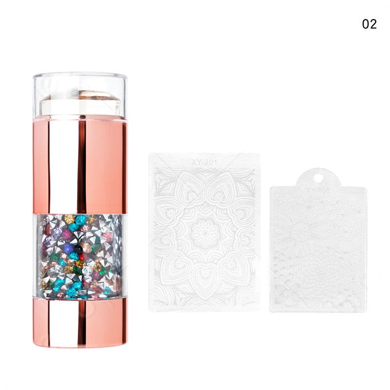 Силиконовые двухсторонние хрустальные ручки для дизайна ногтей и набор пластин для штамповки ногтей