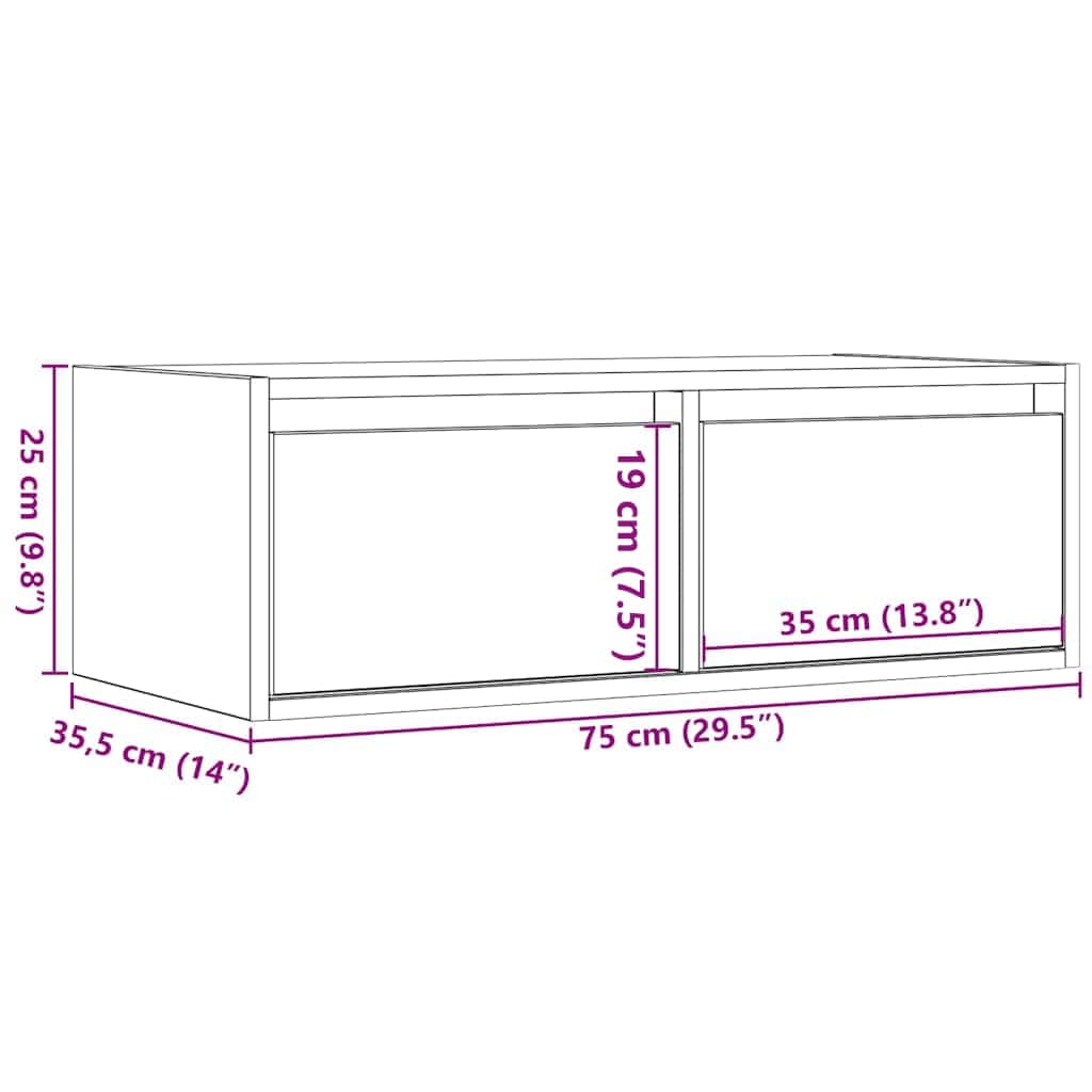TV Cabinet with LED Lights White 75 x 35.5 x 25 cm