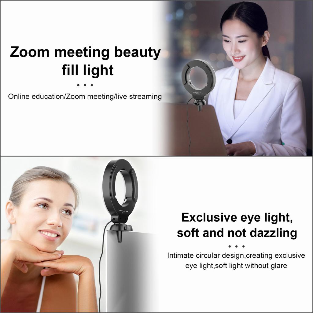  4 Inch LED Light, Clip On Laptop Video Conference Lighting, 3 Lighting Modes (3200K to 6500K), Dimmable USB Powered, for Live Streaming, Online E