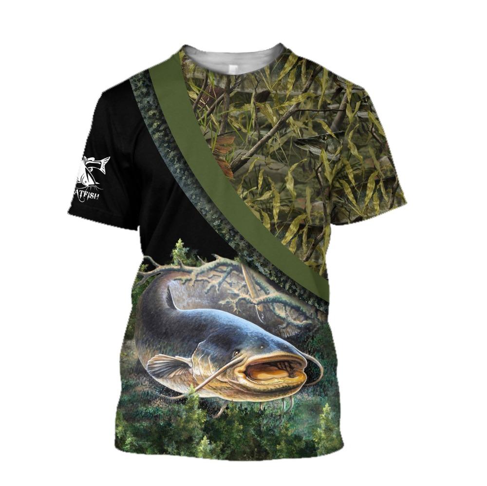 Men's Summer T-shirt Brook Trout Fishing 3D Printed Harajuku Casual Short Sleeve T-shirt Unisex Neutral Outdoor Quick Drying Top