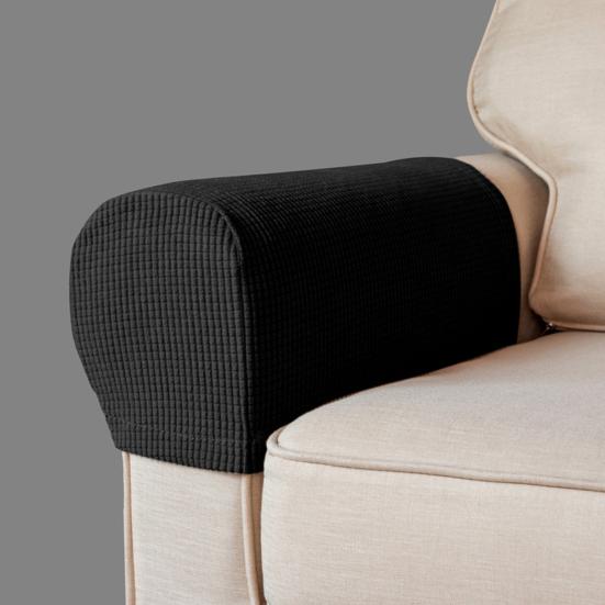 2 Pcs Sofa Arm Cover Elastic Thickened Dirt-resistant Solid Color Soft Fabric Anti-Slip