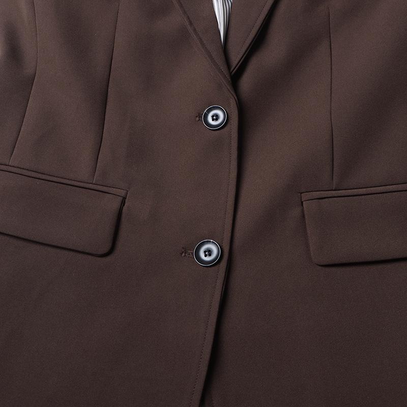 British Commuter Style Solid Color Lapel Long Sleeve Suit Jacket for Women - 2025 Spring Collection