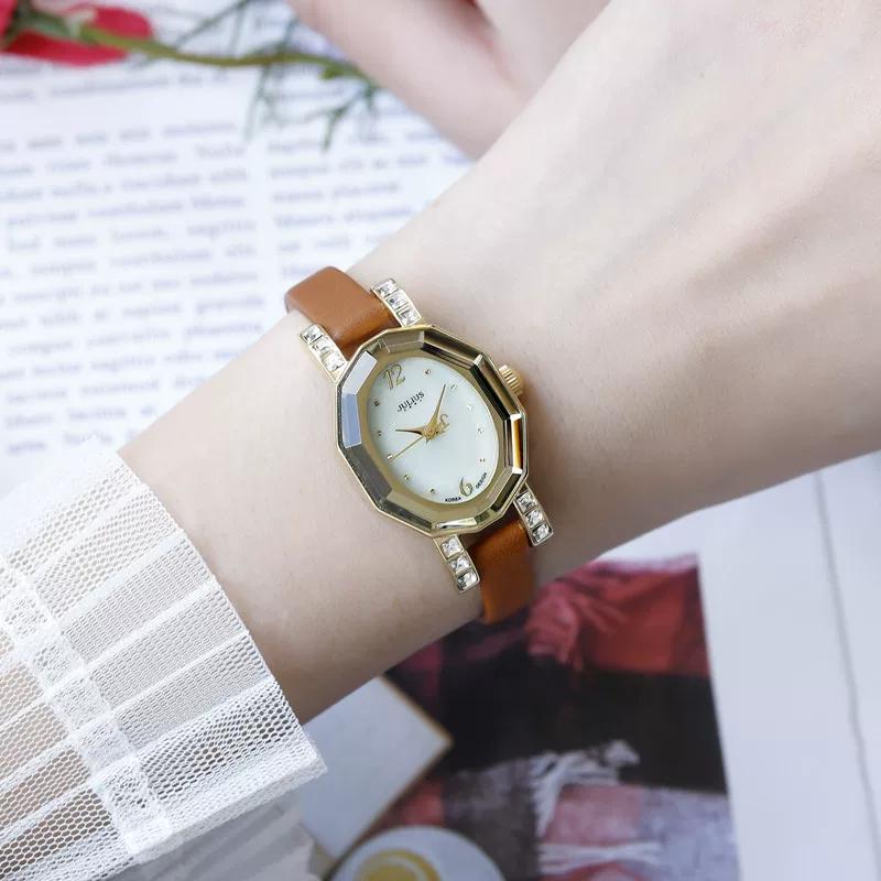 Julius Women's Watch South Korea Fashion Small Dial Fritillary Cutting Surface Ol Diamond Retro Watch Fashion Women's Watch