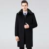 Lapel Men's Middle-aged and Elderly Knee-length Extended Wool Woolen Coat Removable Down Jacket Lining Real Fur Collar Coat