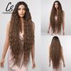 Super Long Synthetic Lace Front Wig Ombre Brown Wigs Curly Wigs for Women Female Cosplay Party Dresses High Density Fiber Hair