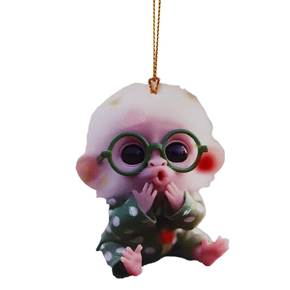 2D Подвеска для автомобиля в форме обезьяны, подвесное украшение с цепочкой, реалистичное животное, подвесной декор для зеркала заднего вида, аксессуары для интерьера автомобиля