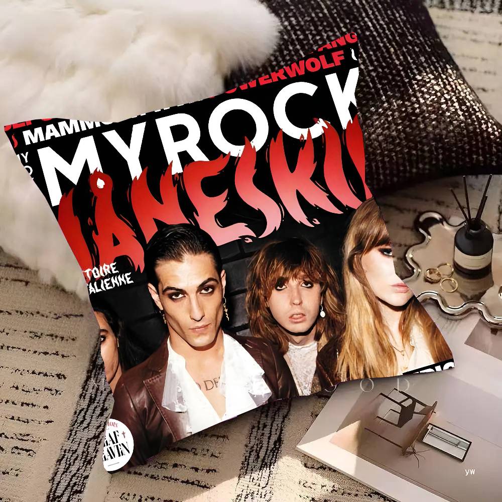 Maneskin Дамиано Давид Винтажная наволочка Квадратная подушка Спальня Диван Досуг Комфорт Подушка Автомобиль Гостиная Украшение для дома