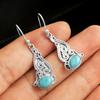 Natural Larimar Handmade Earring Pure 925 Sterling Silver Women Jewelry