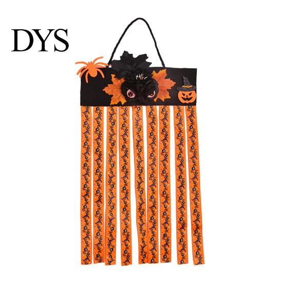 Non-woven Fabric Holiday Wall Decoration Halloween Rag Flag Banner, Pumpkin Maple Leaf Flower Ribbon Hanging Tassel for Home Entrance Decor, Farmhouse