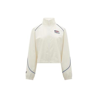 Спортивная куртка с цветными полосками и воротником-стойкой на молнии, женские куртки цвета «белый» 24SRC104WGW1