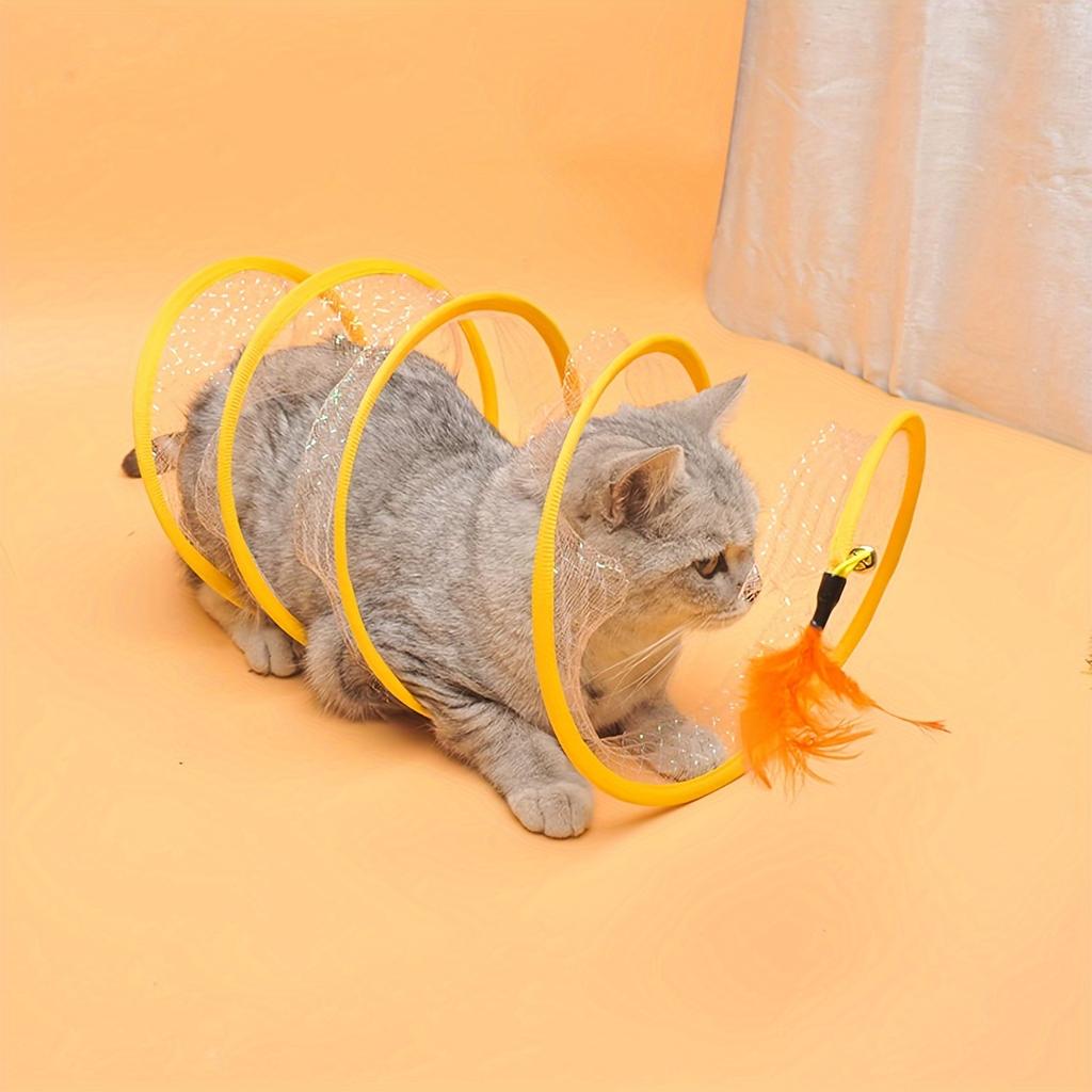Collapsible S-Shaped Cat Tunnel with 2 Openings, Self-Happy Pet Toy for Kitten/Puppy Play, Perfect for Indoor and Outdoor Use