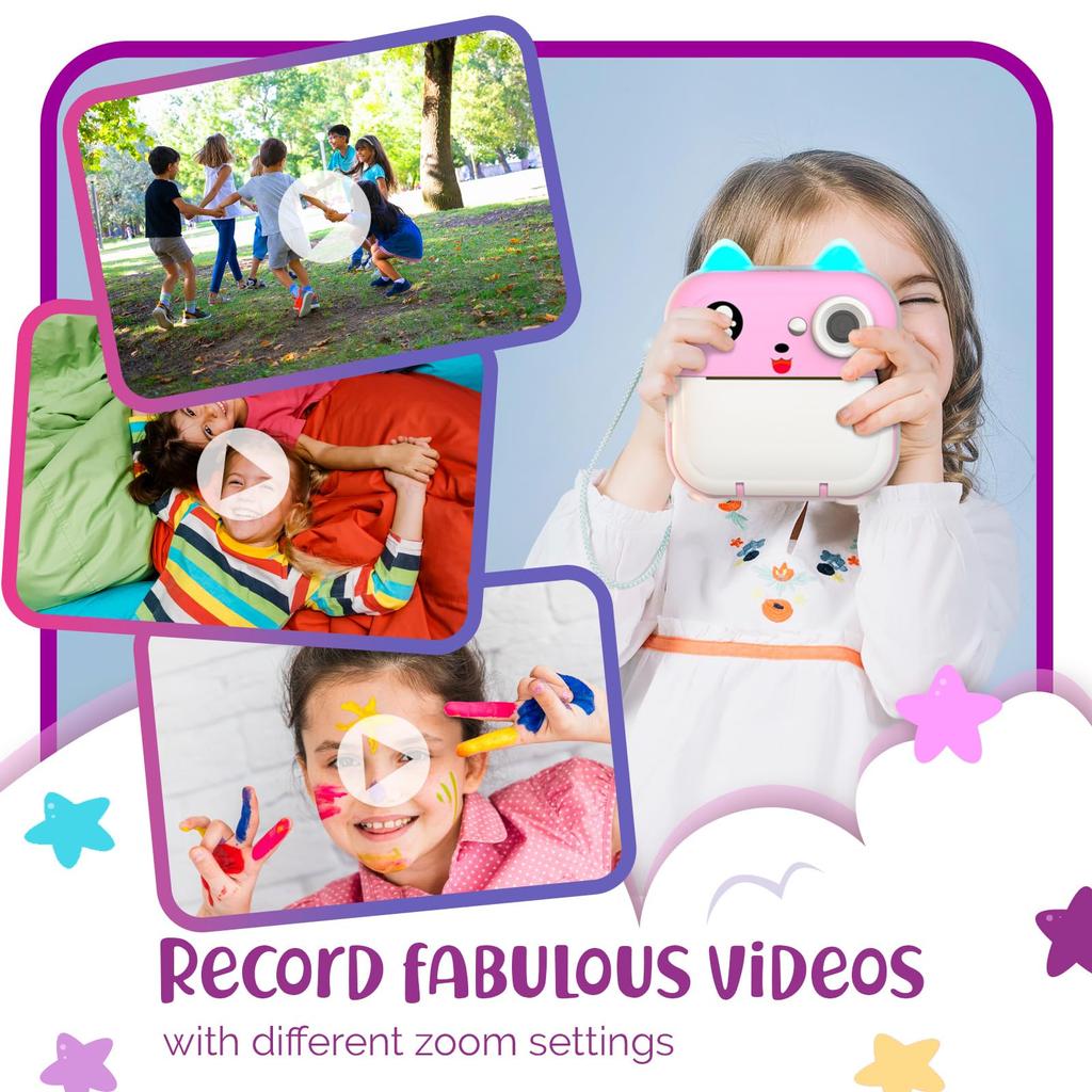 Children Digital Camera Instant Print for Kids Thermal Print Camera Instant Photo Printing Camera Video Toys+32G Memory Card