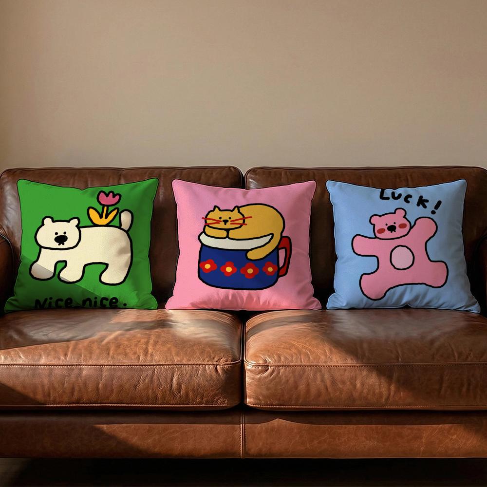 Happy Dog Cushion Cover Soft Reversible Durable Pillow Cover MultiScene Use for Home Car Daily Comfort