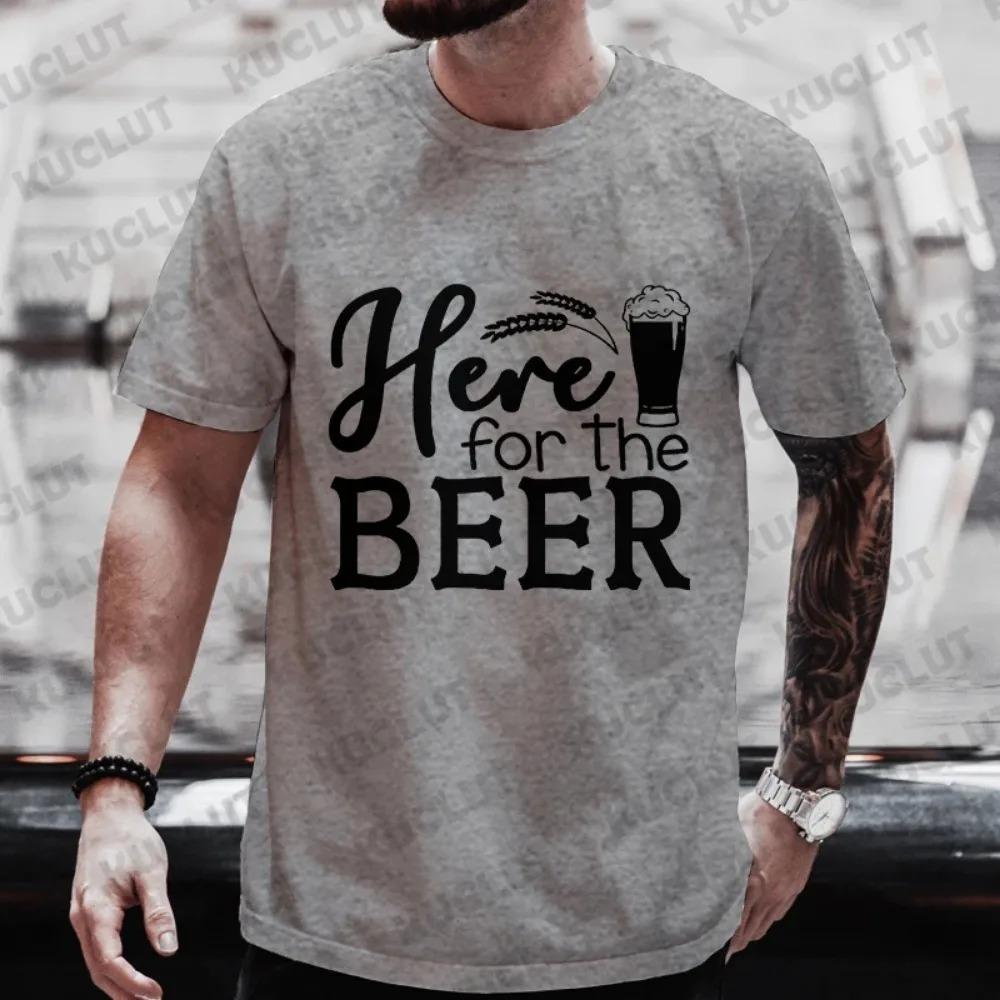Здесь для The Beer Graphic Graphic Футболки для мужчин Y2k Streetwear Beer DAY Drinking Party Tops Одежда больших размеров Футболки с коротким рукавом