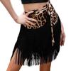 Tassel Latin Dance Skirt Leopard Print Rumba Dance Skirt Fashion Performance Costume  for Women