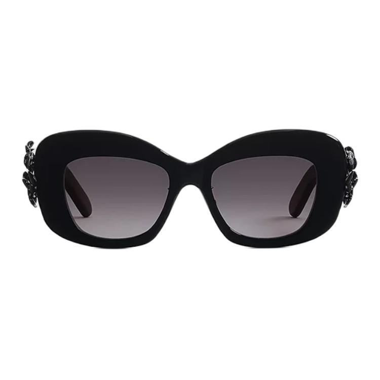 Dior Дизайн логотипа клевера Квадратные солнцезащитные очки Женские солнцезащитные очки Глянцево-черные DCLVS3FXR_10A1