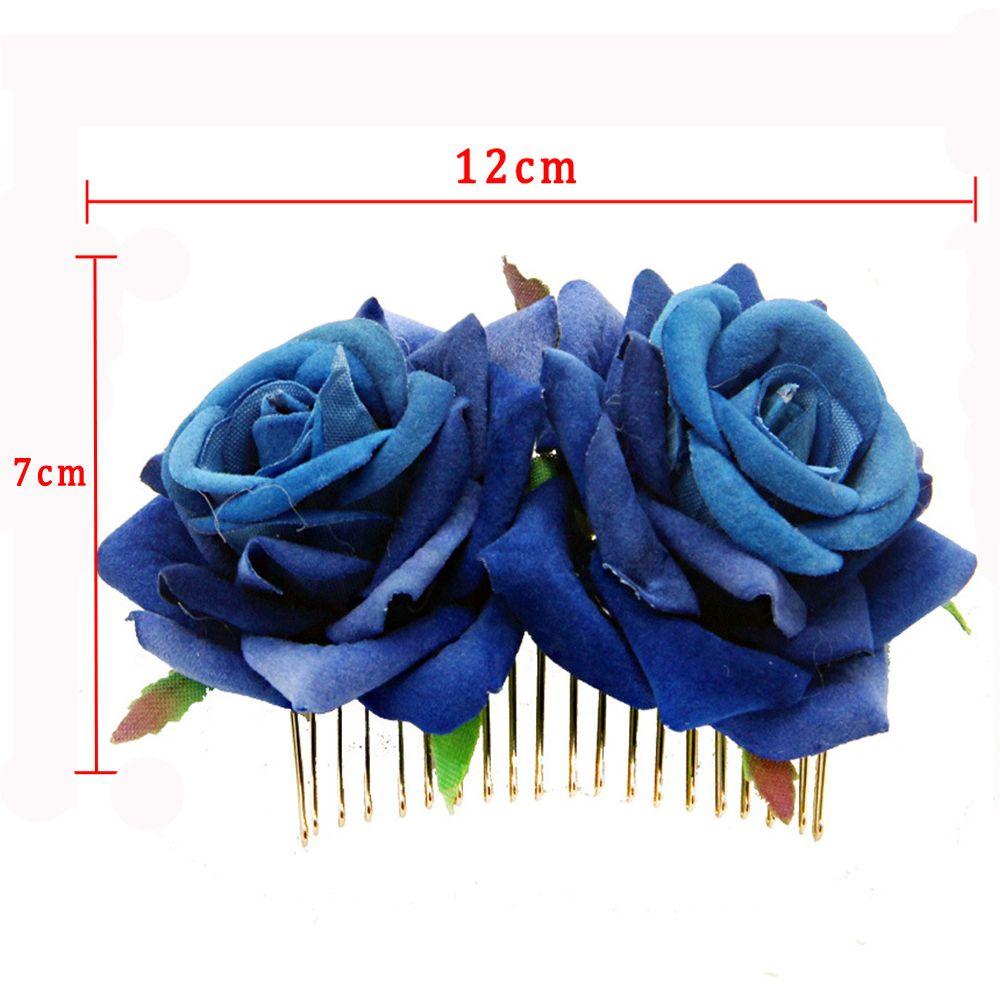 Festival Bridesmaid Hair Jewelry Red Rose Hairpin Bridal Flower Hair Comb Wedding Accessories