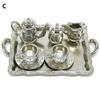 10Pcs/set Doll House Miniature Metal Tea Doll House Furniture Miniature Dining Ware Toy Teapot Cup Plate