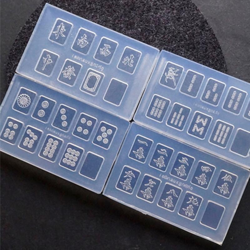 4 упаковки, формы для ногтей Маджонг, формы для литья эпоксидной смолы Маджонга, силиконовые формы для рукоделия, игровой набор маджонг