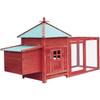 Chicken Coop - vidaXL - Red - Solid Pine Wood - 190x72x102 Cm - For 4 Chickens