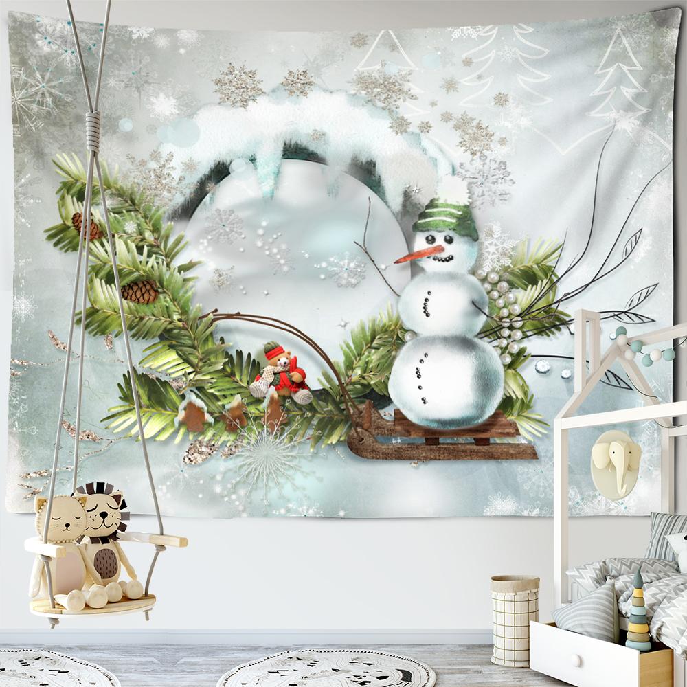 Рождественский гобелен со снеговиком, настенный подвесной домашний общежитие, гостиная, украшение на стену, фон, тканевый гобелен