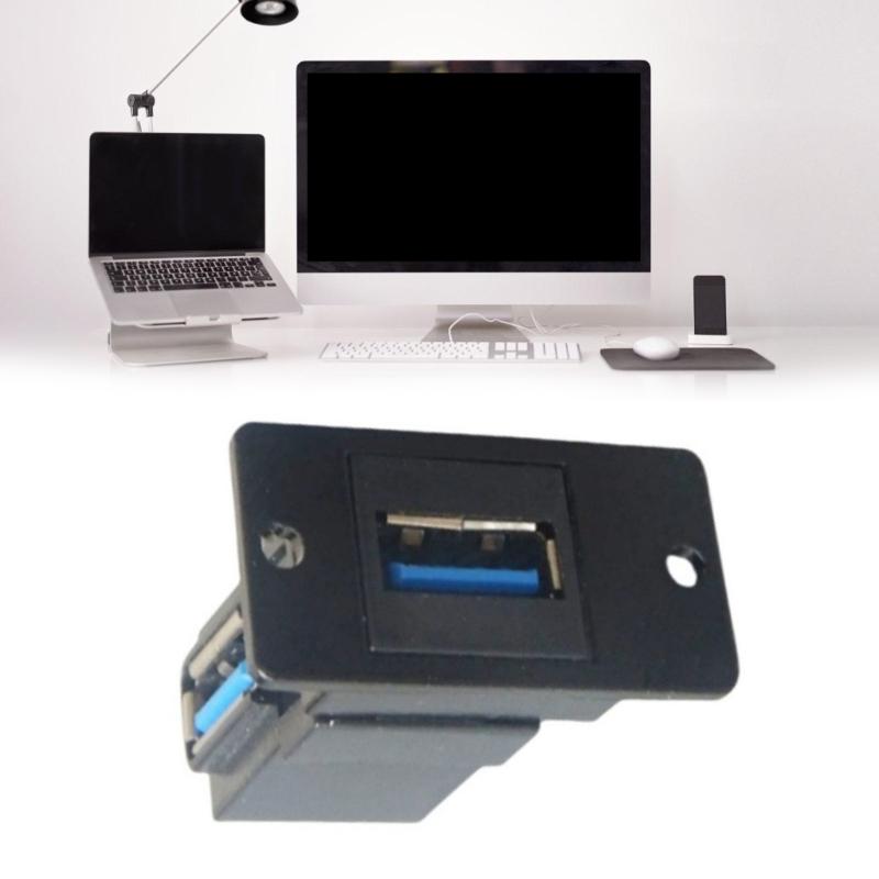 Панельное гнездо USB 3.0, два порта, высокая скорость 5 Гбит/с, инструмент для передачи данных, установка без инструментов, для ПК, ноутбуков, медиаплееров, черный