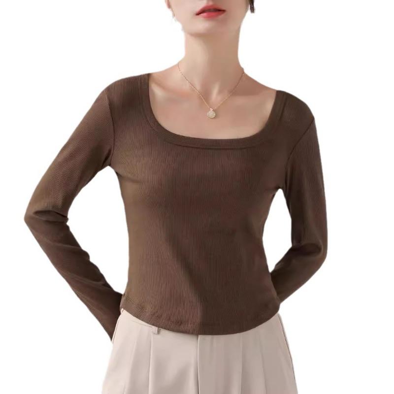 Футболка с длинными рукавами и квадратным воротником для женщин