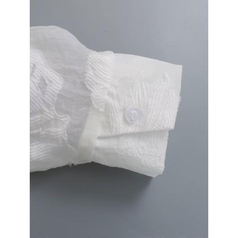 Kaslead New Arrival Women's Clothing Fashion Style Fashionable All-Match Jacquard Texture Casual Polo Collar Shirt