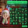 10 шт., рождественские наклейки-тату, водонепроницаемые, светящиеся в темноте мультяшные наклейки для детей, принадлежности для праздничных вечеринок