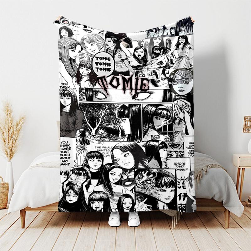 1pc Blanket Thriller Manga Junji Ito Tomie Print Design, Lightweight Blanket for Sofa, Bed- Soft &Warm, Gift for All Seasons like Christmas, Halloween