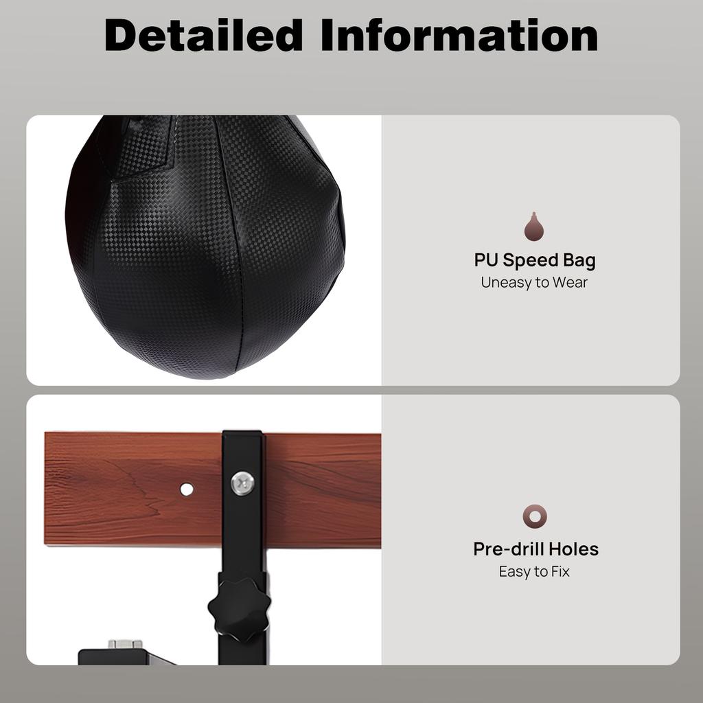 Professional Speed Bag Platform Wall Mount Kit, 360° Swivel Heavy Duty Steel Bracket with PU Punching Bag for Boxing Training