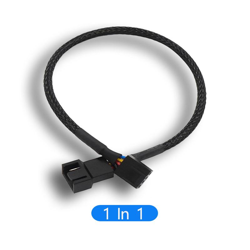27cm Black3/ 4-Pin PWM Fan Cable Separator Extension Cable for 1-4/3/2/1 Way Connections Computer Hardware Accessory