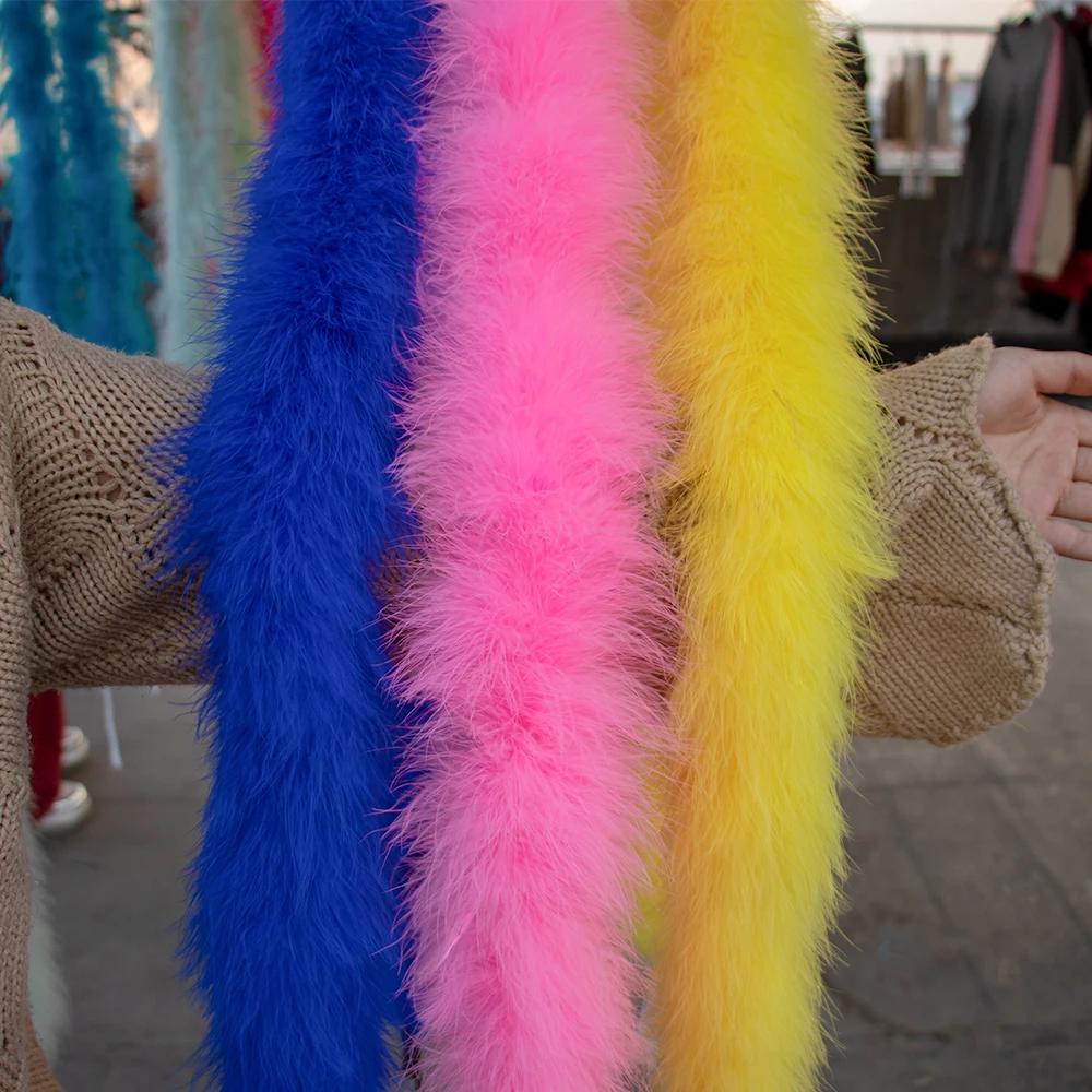 2M 50Grams Marabou Turkey Feathers Boa Trim for Crafts Needlework Shawl Party Scarf Carnival Costume Wedding Plumes Decoration