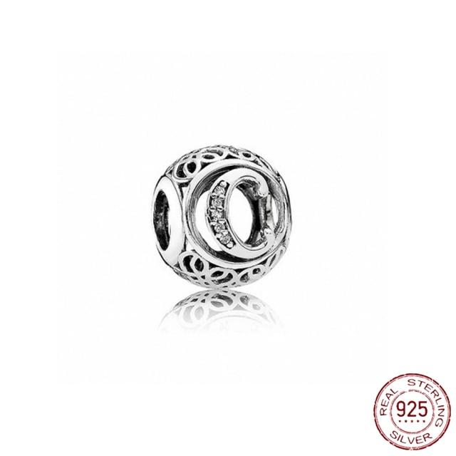 Браслет-подвеска из серебра 925 пробы с буквами AZ и буквами, бусины с именем для женщин, DIY кулон, изготовление ювелирных изделий