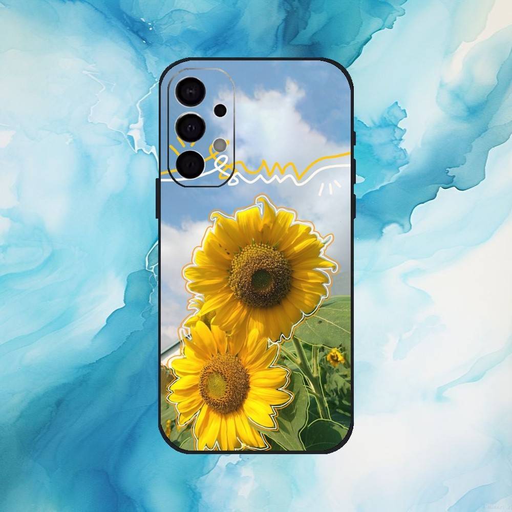 Beautiful S-Sunflower Phone Case For Samsung Galaxy A73,A72,A71,A70,A53,A52,A51,Soft Silicone Black Cover