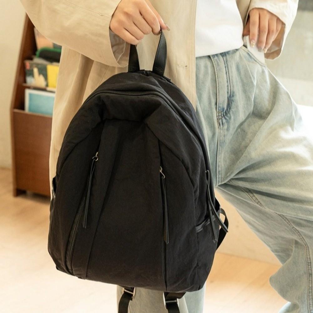 Multi-pocket Travel Backpack Lightweight Student Schoolbag Simple Nylon Backpack Women