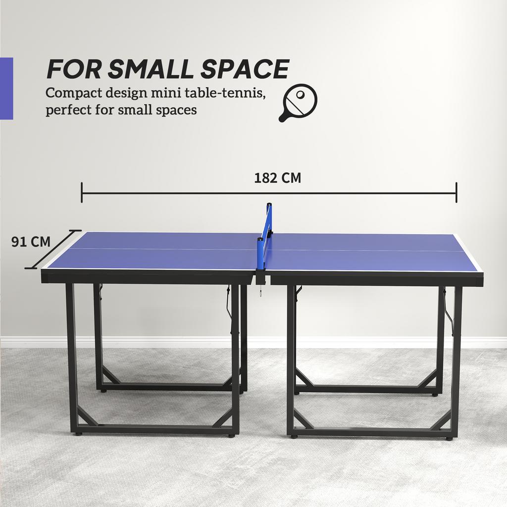 6ft Table Tennis Table, Ping Pong Table with Net, Foldable and Portable Ping Pong Set for Indoor Outdoor Use, Easy Assemble, Midsize, Blue