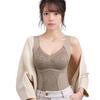 Sleeveless Thermal Tank Top for Women Fleece Lined Lace V Neck Base Layer with Built In Bra Warm Camisole Undershirts for Cold Weather