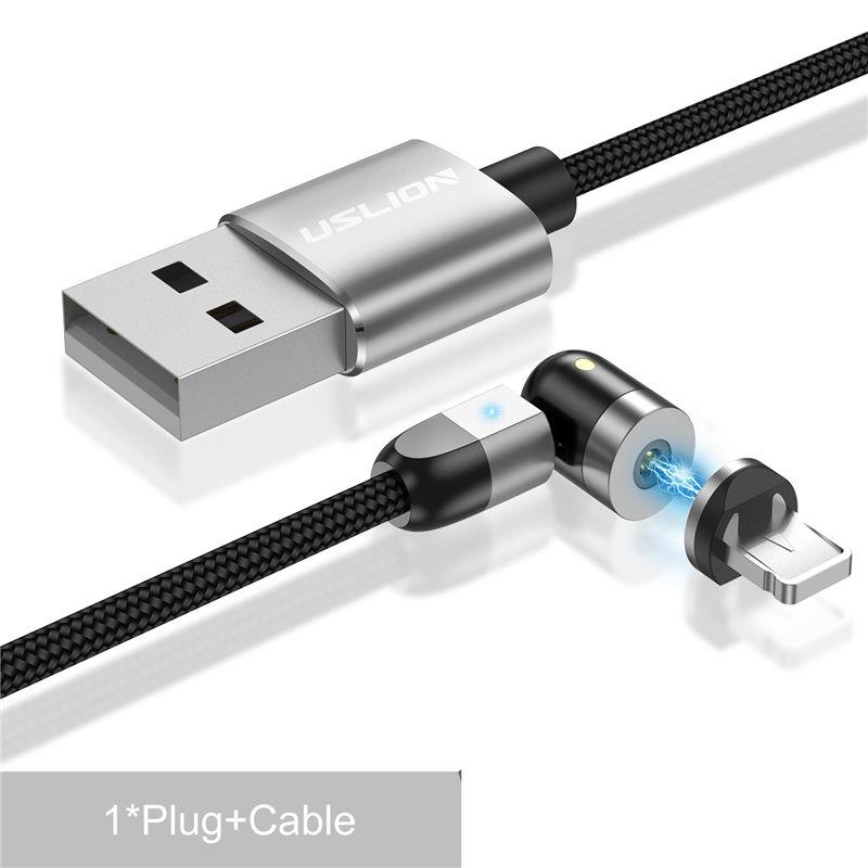 USLION Магнитный кабель Светодиодный нейлоновый кабель Micro USB Type C Зарядное устройство для Iphone USB-C Магнитный шнур Type-C