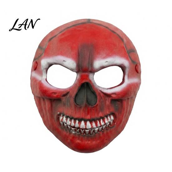 Elastic Halloween Face Mask Blood Skull Mask, Adjustable Strap Party Lightweight Spooky Headgear PU Foam Horror for Cosplay Decoration Full