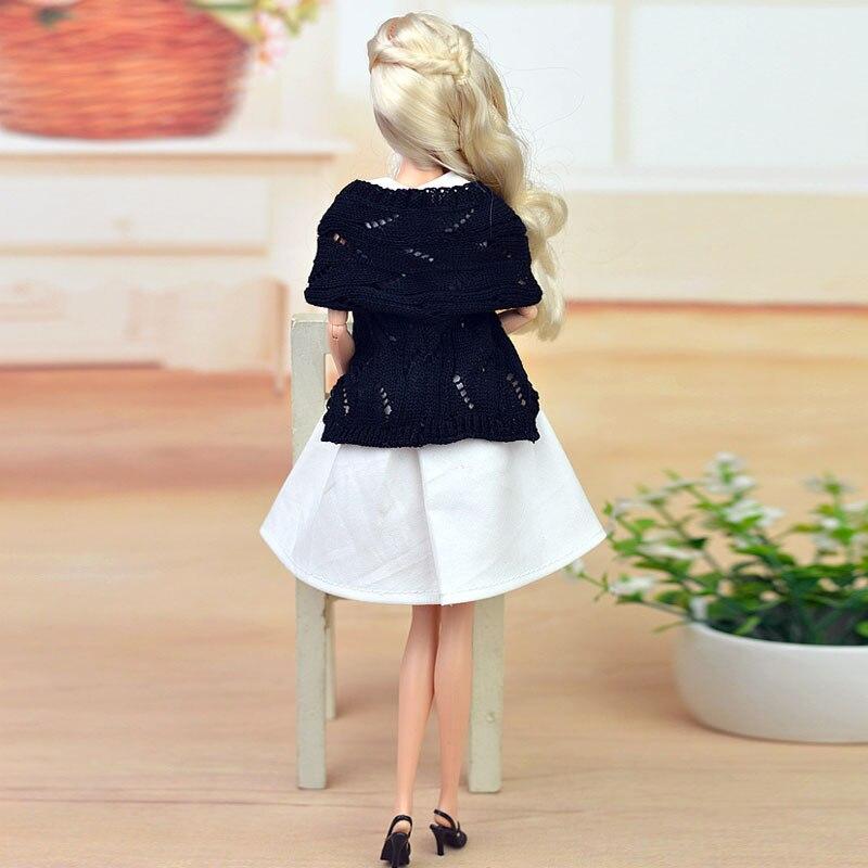 Белый, черный вязаный теплый свитер, пальто для куклы Барби, одежда, наряды 1/6, аксессуары для кукол BJD для детей, кукольный домик, игрушки «сделай сам»