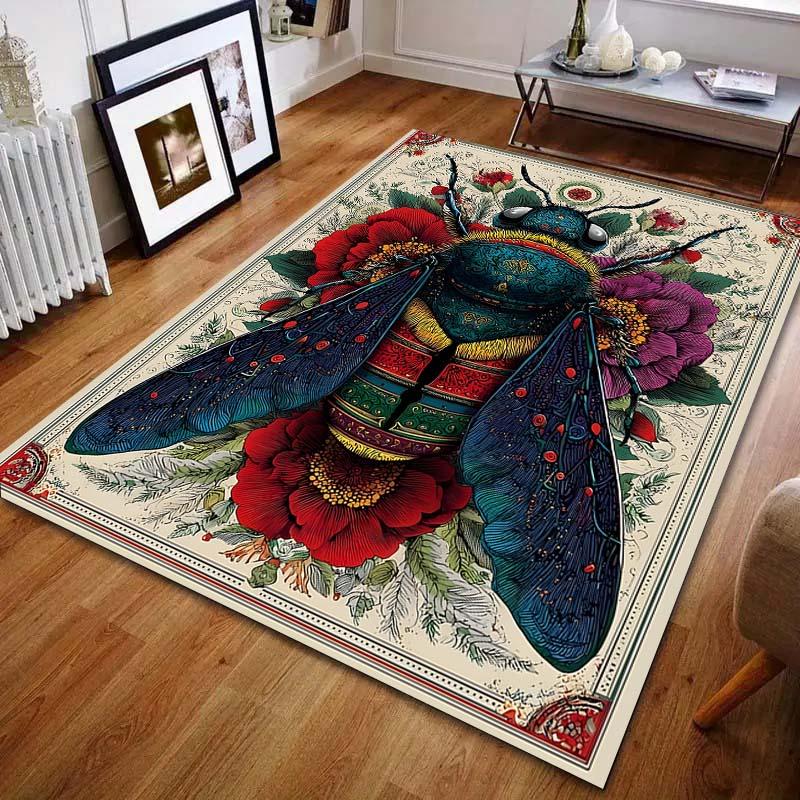 Multiple sizes Insect floral art design Carpet for Living Room Bedroom Sofa Home Decor Rus Non-slip Floor Mat Luxury Gift