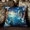 1Pc Starry Night & Ufo Scene Pillowcase Polyester Fiber Machine Washable Printed Decorative Pillowcase Home Decor Car Sofa Bedro