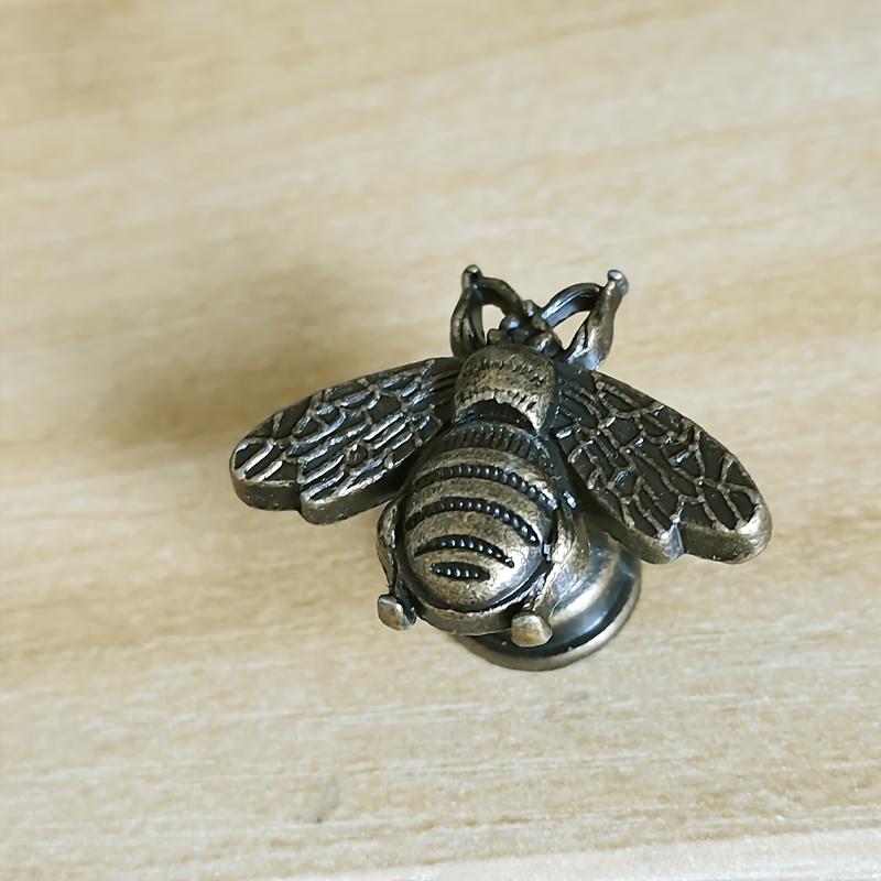 6pcs Vintage Bee Cabinet Handles Zinc Alloy Metal Drawer Pulls Antique Polished Furniture Knobs Retro Beehive Style Bar-Shape Hardware for Home Decor