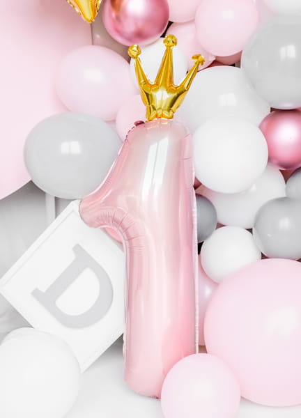 Partydeco Balon Foliowy Cyfra 1 37X100 Cm Jasny Rozowy