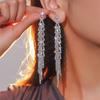 Advanced Sense Of Full Diamond Long Tassel Earrings Fashion Temperament Luxury Earrings Dress Accessories Women's Earrings 1 Pair