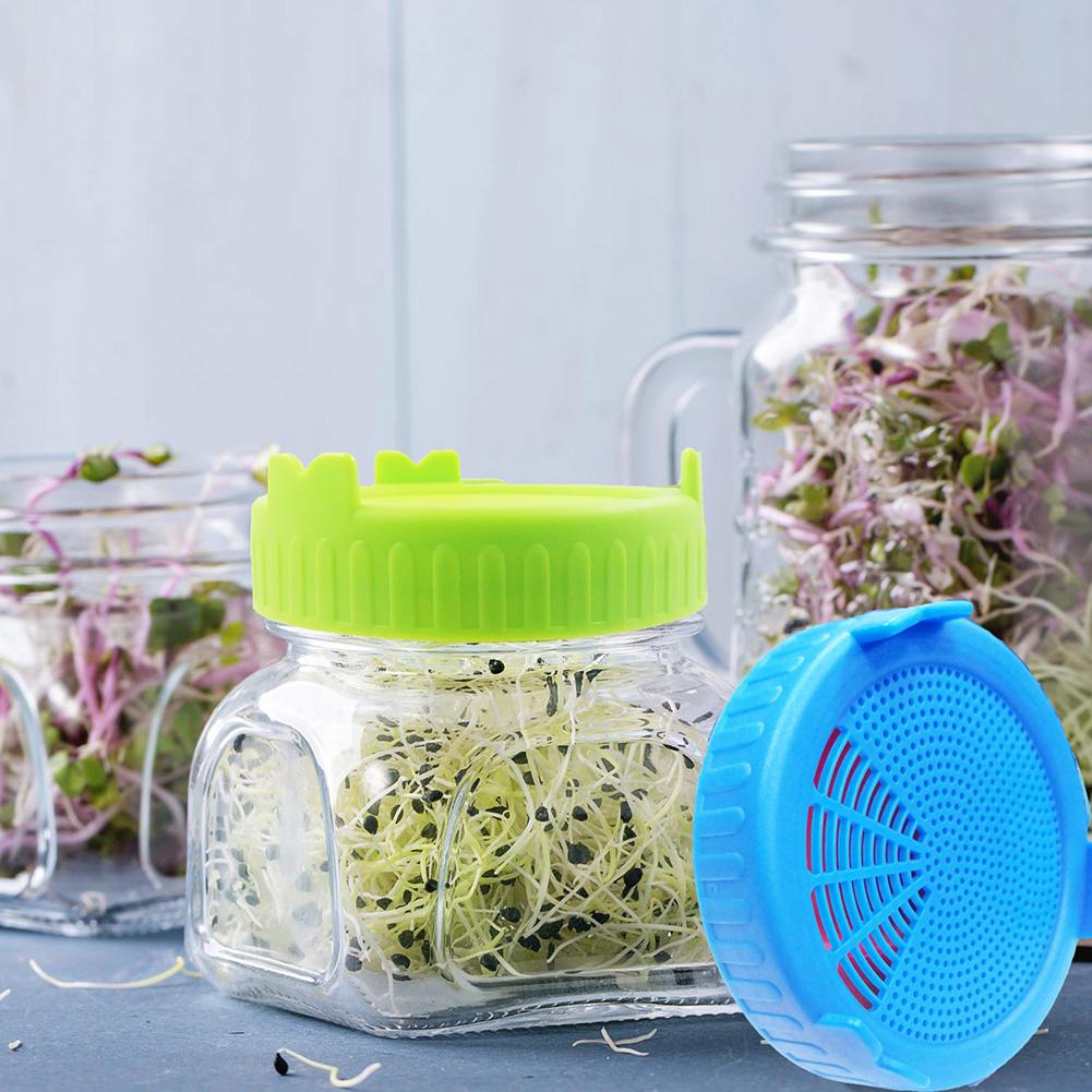 Wide Mouth Mason Jar Sprouting Lid Food Grade Mesh Sprout Cover (Green)