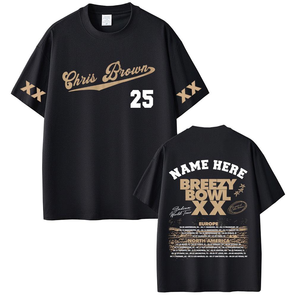 Rapper Chris Brown Breezy Bowl XX Tour Graphic Tshirt Unisex Hip Hop Pop Music T Shirts Summer Fashion Vintage Tshirts