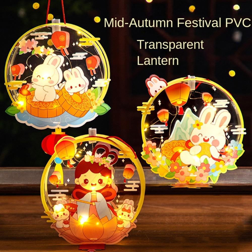 Набор для поделок своими руками Фонарь к Празднику середины осени Прозрачная лампа с мультяшным кроликом Фотореквизит